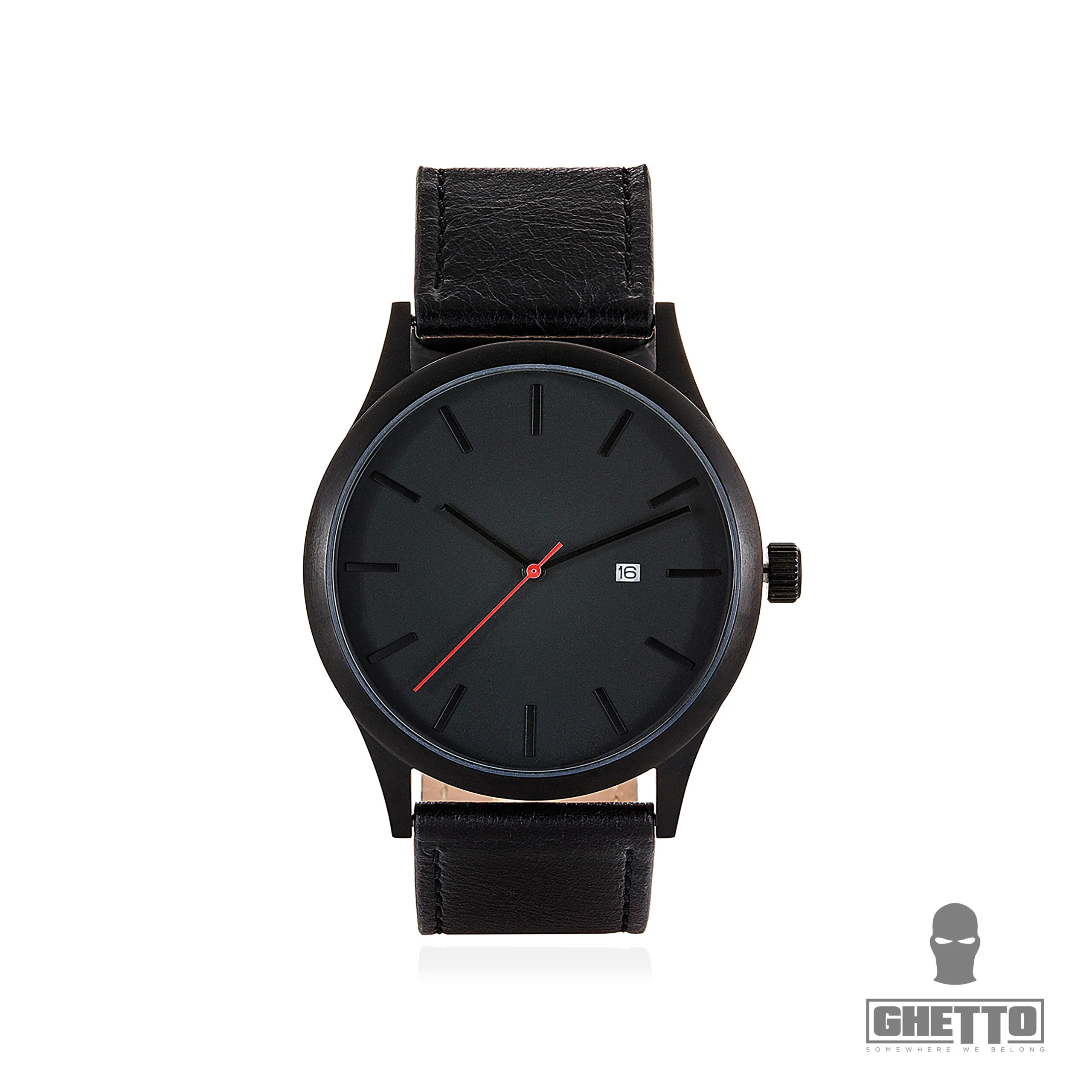 Ghetto Wrist Analog Quartz watch No-Name minimalist Black