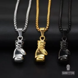 Ghetto Direct Colier mănușă aur argint negru