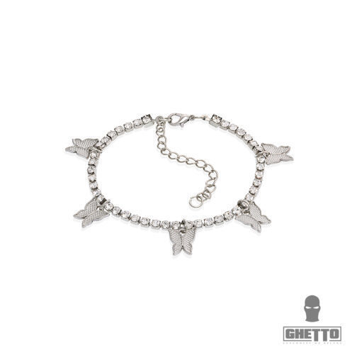 Women's Sweet Butterfly Anklets Bling Rhinestone Crystal Chain Chain Tennis