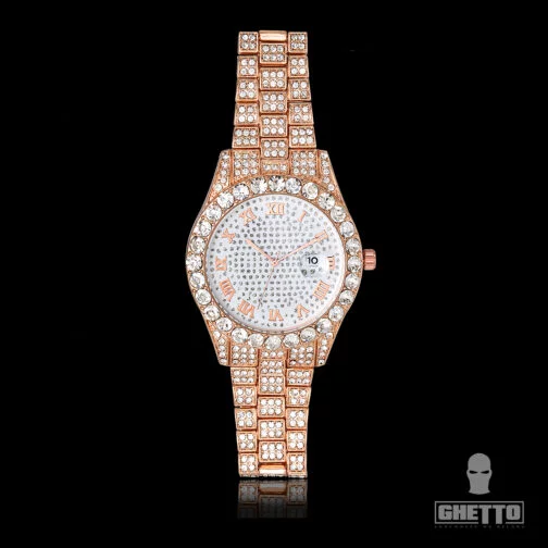 Гетски моден часовник Rose Gold bling