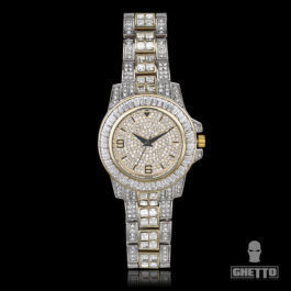 Ghetto Iced out 2 Tone Wrist Watch