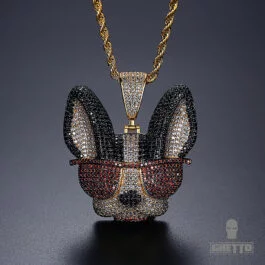Ghetto Hip Hop Jewelry Animal Dog Pendant Necklace