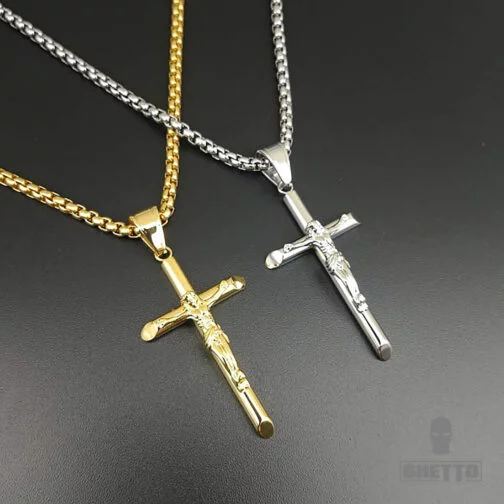 Jesus Colier cu pandantiv cu cruce 316L Titan Oțel inoxidabil Colier cu pandantiv cu cruce 316L Oțel inoxidabil