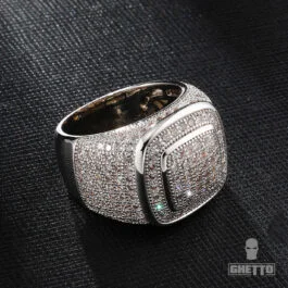 Ghetto Zircon Silver Ring Hip Hop Men's