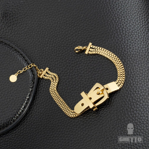 Women's 18k Gold Plated Stainless Steel Bracelet, 18k Gold Plated Stainless Steel Bracelet, Three Layer Chain Bracelet Buckle Bracelet