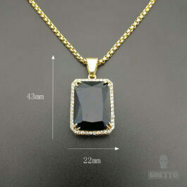 Ghetto Pendant Stainless Steel Gemstone Necklace.