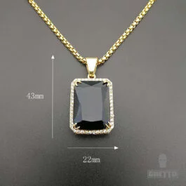 Ghetto Pendant Stainless Steel Gemstone Necklace