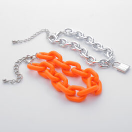 Ghetto Orange Acrylic Chains Bracelet 2pcs