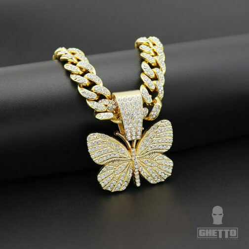 Crystal butterfly charm necklace for women