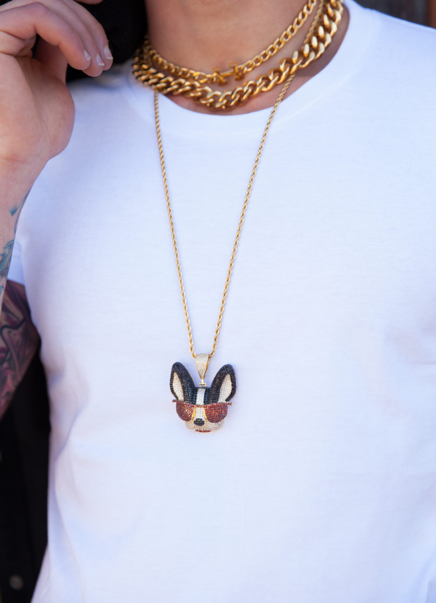 Ghetto Hip Hop Jewelry Animal Dog Pendant Necklace - GHETTO