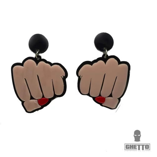 New Style Hip Hop Big Acrylic Earrings Punk Tight Fist Earrings scaled