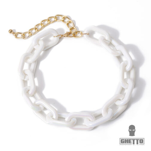 Women's Chunky White Acrylic Chain Necklace Chunky White Acrylic Chain Necklace Cuban Link Chain Necklace Hip hop