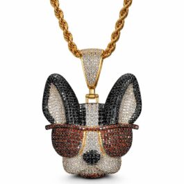 Ghetto Hip Hop Jewelry Animal Dog Pendant Necklace