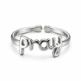 Ghetto silver stylish English word pray ring