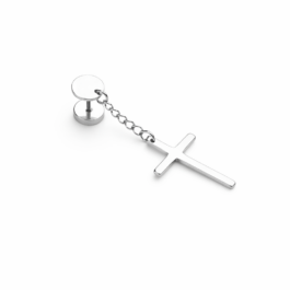 Ghetto Punk Cool SS Chain Cross Drop Earrings 1pcs