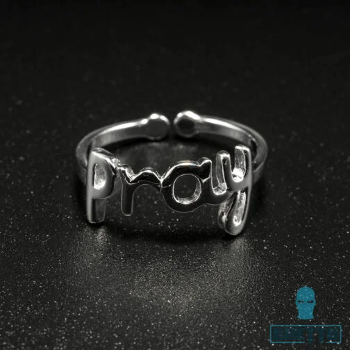 Adjustable 925 sterling silver stylish English words pray ring.