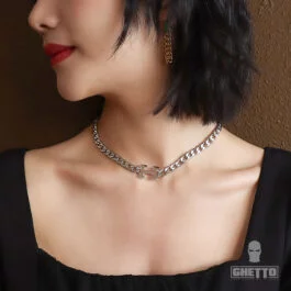 Ghetto H letter choker necklace women's