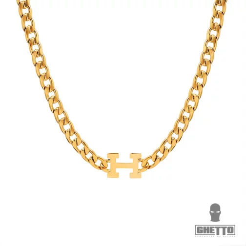 H letter τσόκερ κολιέ γυναικείo 18k επιχρυσωμένο
