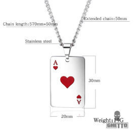 Ghetto Hip Hop Stainless Steel Poker Pendant Necklace