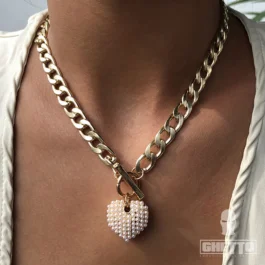 Ghetto Punk Hip Hop Colier Creative Pearl Heart