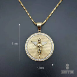 Ghetto Crystal Angel Charm Pendant Necklace