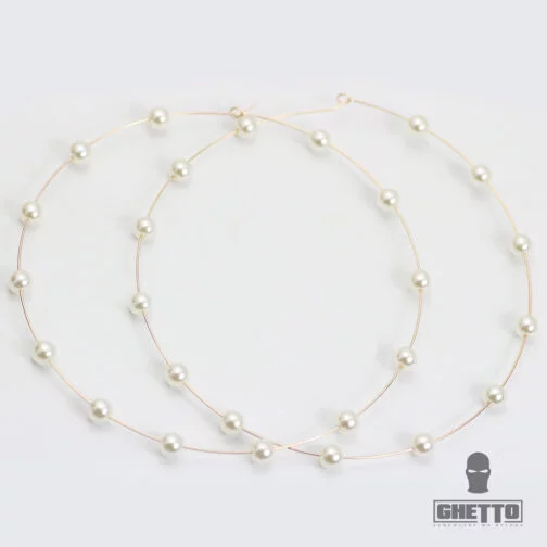 New Fashion Boho White Pearl Round Circle Earrings Boho White Pearl Round Hoop Earrings Women, Large Size
