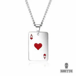 Ghetto Hip Hop Colier cu pandantiv Poker din oțel inoxidabil