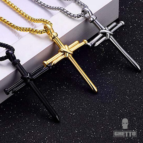 Cross Nail Necklace Stainless Steel Cross Nail Necklace