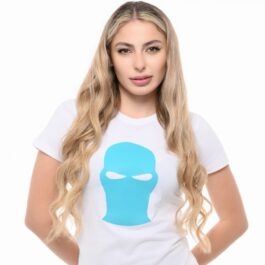 Ghetto Blue Mask White T-Shirt for Women | Somewhere We Belong
