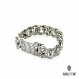 Ghetto Miami Cuban Chain Bracelet CZ Iced Hip Hop 18mm SS