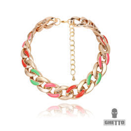 Ghetto Multi Colored Cuban Link Chain Choker Necklace for Women