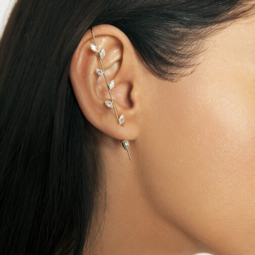 2021 Fashion Cubic Zirconia Crystal Wrap Crawler Stainless Steel Hook Stud Earrings for Women