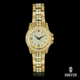 Ghetto Iced Out Full Yellow Gold Wrist Watch