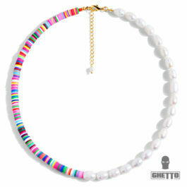 Ghetto Bohemian Pearl Chain Multi Color Beads Choker Necklace