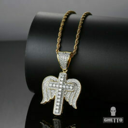 Ghetto Cross CZ Stones Necklace Hip Hop