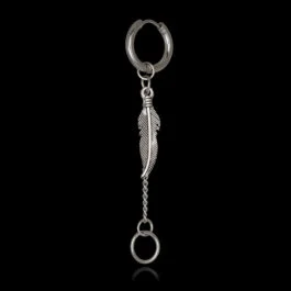 Ghetto Kpop SS Feather Punk Long Chain Earring 1pcs
