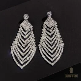 Ghetto Rhinestone Hollow Leaf Dangle Drop Earrings Women