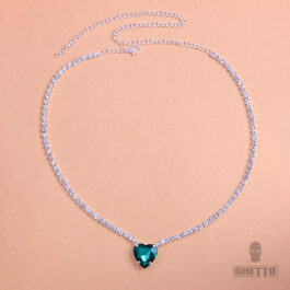 Green heart choker necklace for women