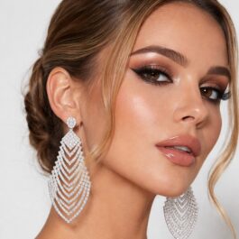 Ghetto Rhinestone Hollow Leaf Dangle Drop Earrings Women