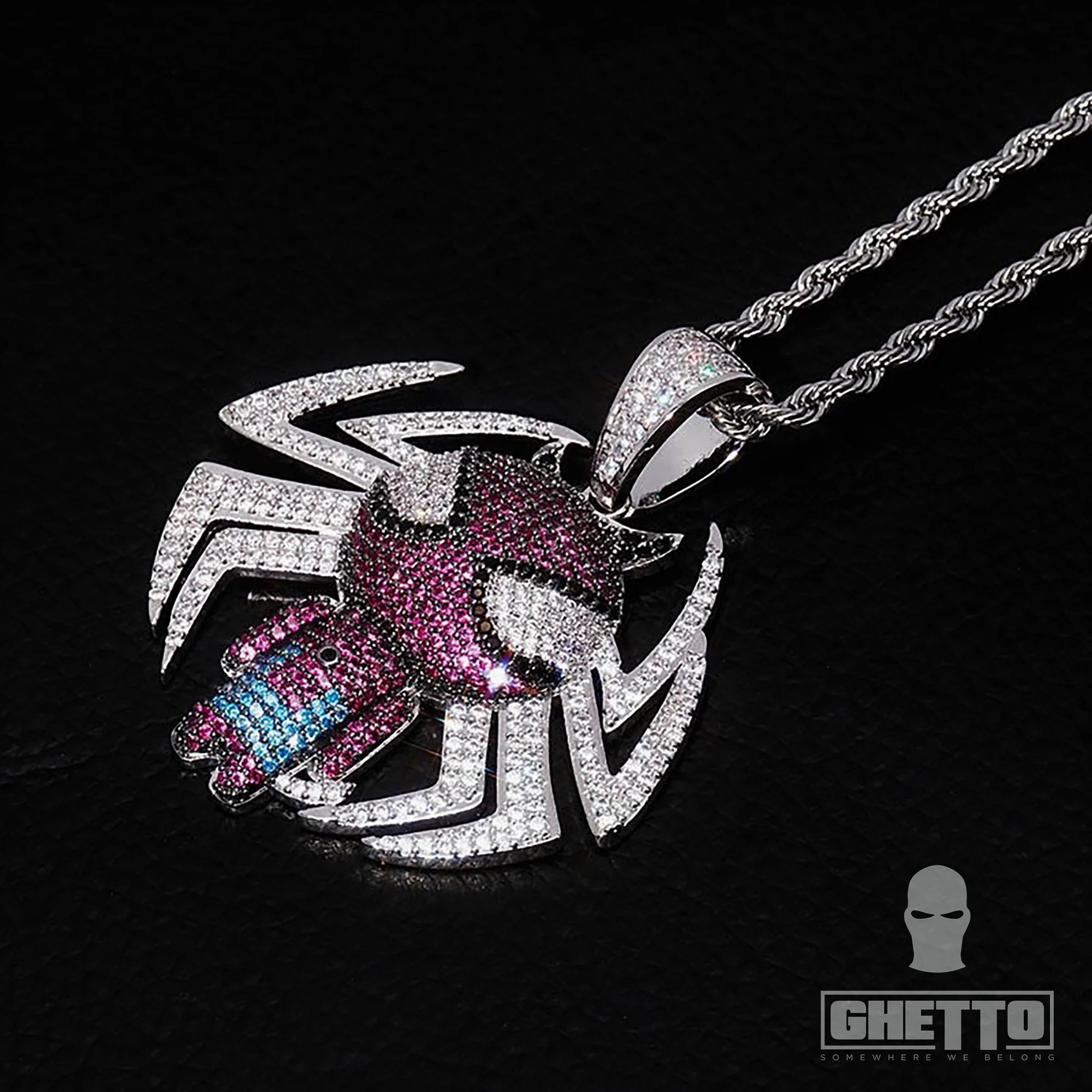 Hip Hop Spiderman Placat cu aur alb Pandantiv Bijuterii Unisex