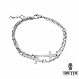 Ghetto Kpop cruce lanț dublu strat brățară
