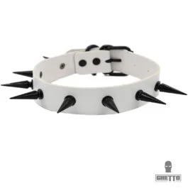 Ghetto Punk Metal Spike Choker Colier din piele