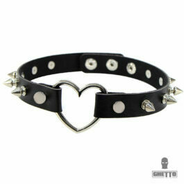 Ghetto Punk Leather Heart Choker Necklace