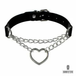 Ghetto Punk Leather Chain Choker Heart Necklace