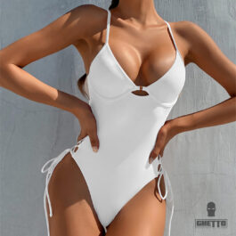Ghetto High Cut Leg One Piece Thong Swimsuit.