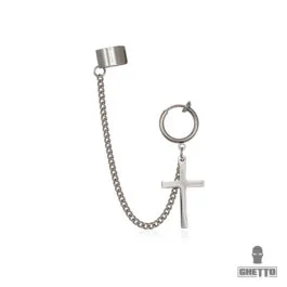 Ghetto Kpop Ear Chain Cross Buckle Stainless Steel Earring 1pcs