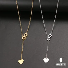 Ghetto Fashion "8" Heart Shape Pendant Layered Style Colier SS