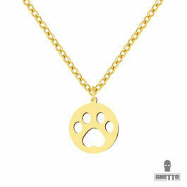 Ghetto Round Hollow Dog Paw Necklace Stainless Steel
