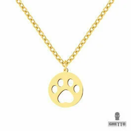 Ghetto Round Hollow Dog Paw Colier din oțel inoxidabil