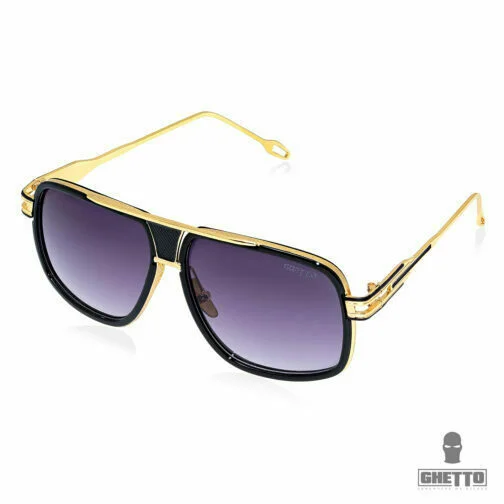 Ανδρικά γυαλιά ηλίου - Ghetto King, Oversized Pilot Gold Frame,